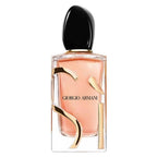 Giorgio Armani perfume bottle with black cap on a white background