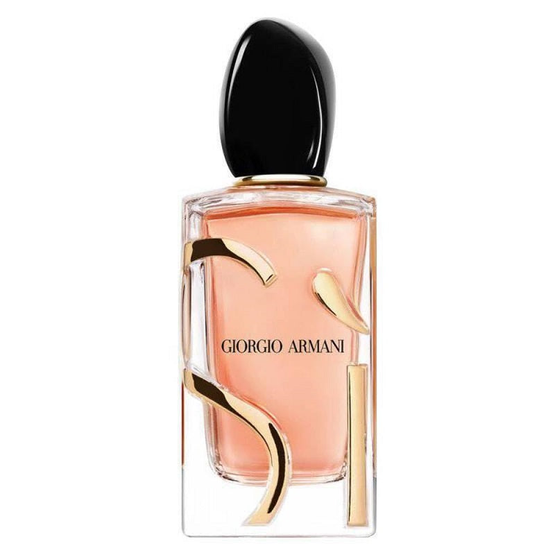 Giorgio Armani perfume bottle with black cap on a white background