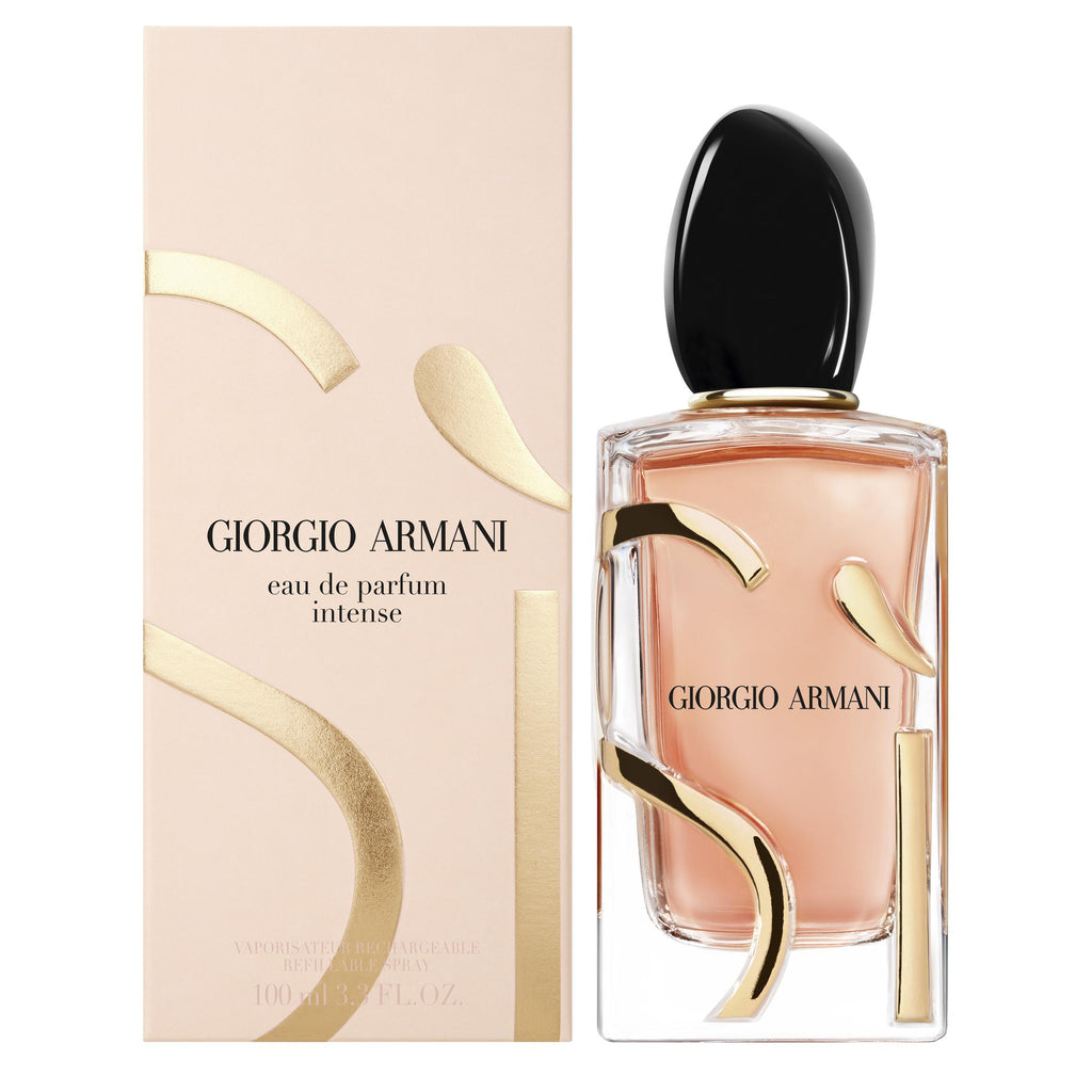 Giorgio Armani eau de parfum bottle and packaging on a white background
