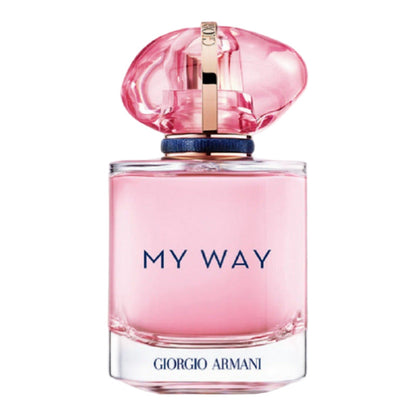 Giorgio Armani My Way Nectar 50ml blush pink perfume bottle standing upright against a white background.