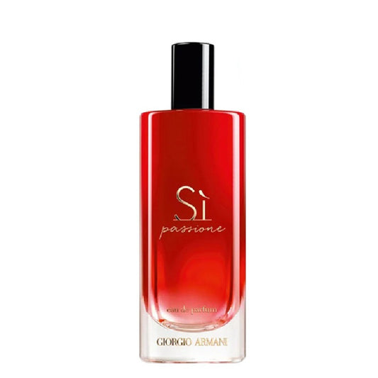 Si Passione, 15ml, Red perfume bottle with black cap on a white background