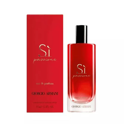 Si Passione, 15ml Red Giorgio Armani perfume bottle and packaging on a white background