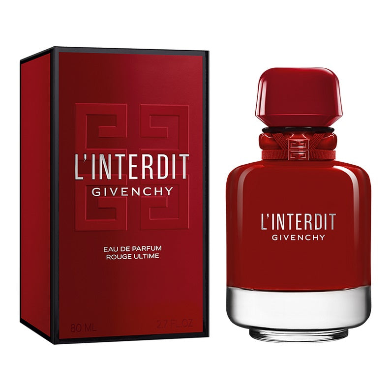 Givenchy L'Interdit perfume bottle and packaging on a white background