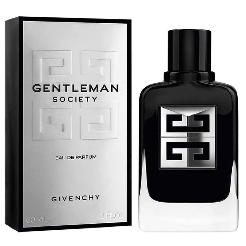 Givenchy Gentleman Society Eau de Parfum bottle and packaging on a white background