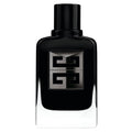 Black perfume bottle with a distinctive logo on a white background