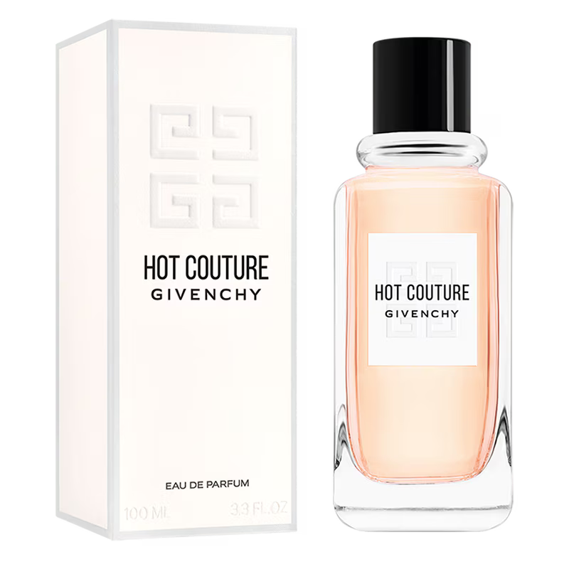 Givenchy Hot Couture perfume bottle and packaging on a white background