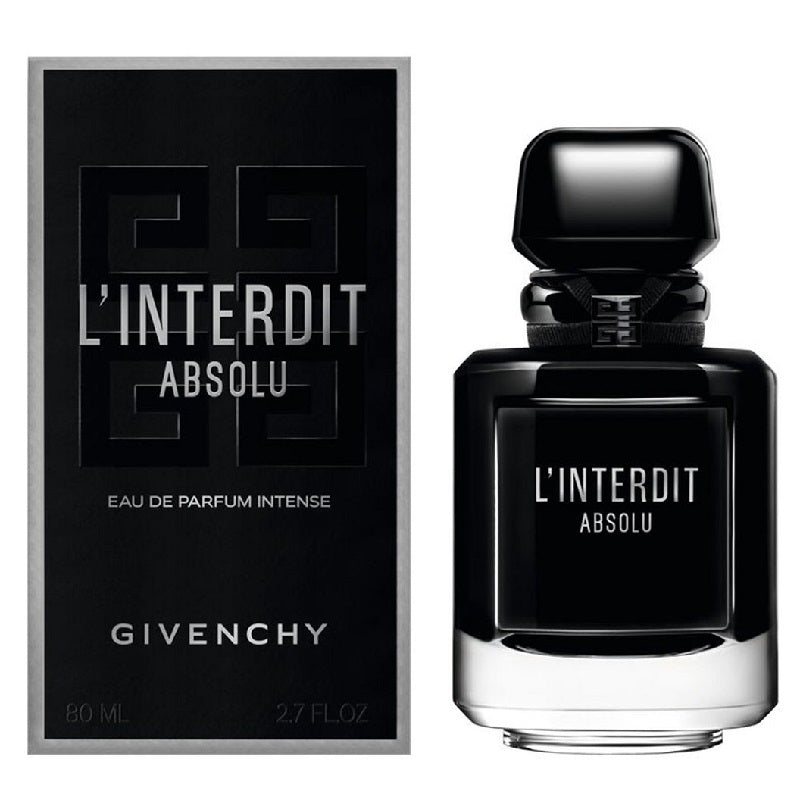 Givenchy L'Interdit Absolu perfume bottle and packaging on a white background