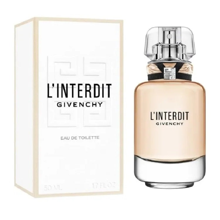 Givenchy L'Interdit perfume bottle and packaging on a white background