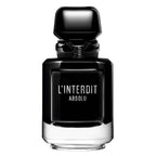 Black perfume bottle labeled 'L'Interdit Absolu' on a white background