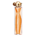 Perfume bottle with gold cap on a white background