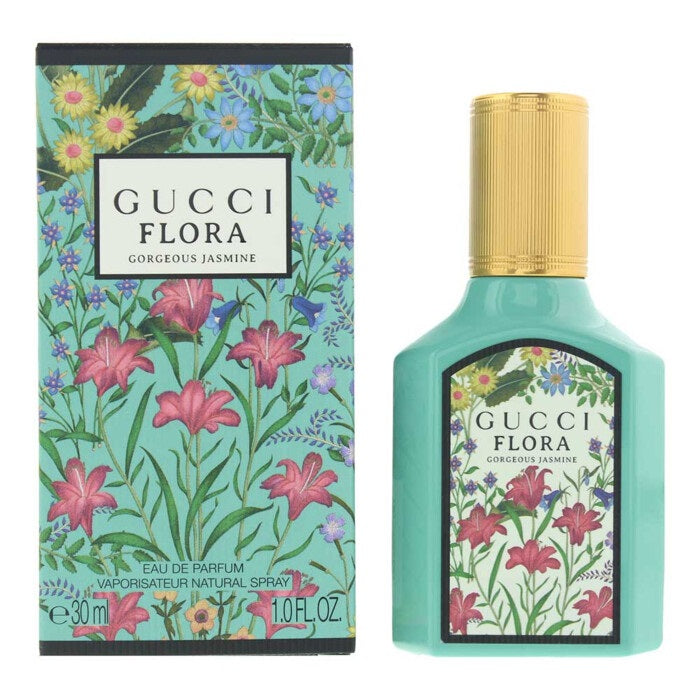 Gucci Flora perfume bottle and packaging with floral design