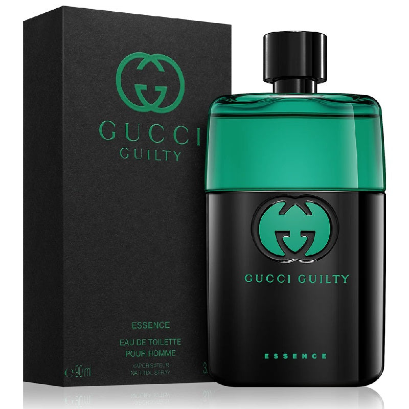 Gucci Guilty perfume bottle and packaging on a white background