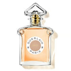 A glass bottle of Guerlain Idylle Eau de Parfum with a gold-colored cap and a label featuring the brand name and fragrance name.