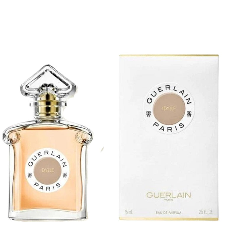 Guerlain Idylle Eau de Parfum bottle and packaging, with the brand name and product title displayed.