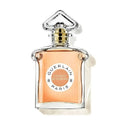 Perfume bottle with gold cap on white background