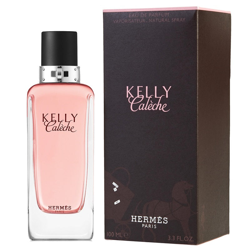Perfume bottle and packaging box on a plain background