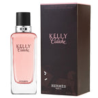 Perfume bottle and packaging box on a plain background
