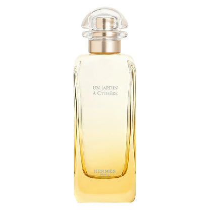 Perfume bottle labeled 'Un Jardin a Ceylone' by Hermes on a white background