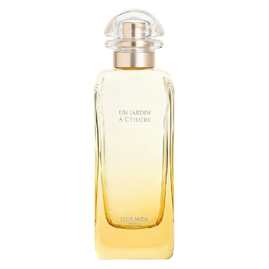 Perfume bottle labeled 'Un Jardin a Ceylone' by Hermes on a white background