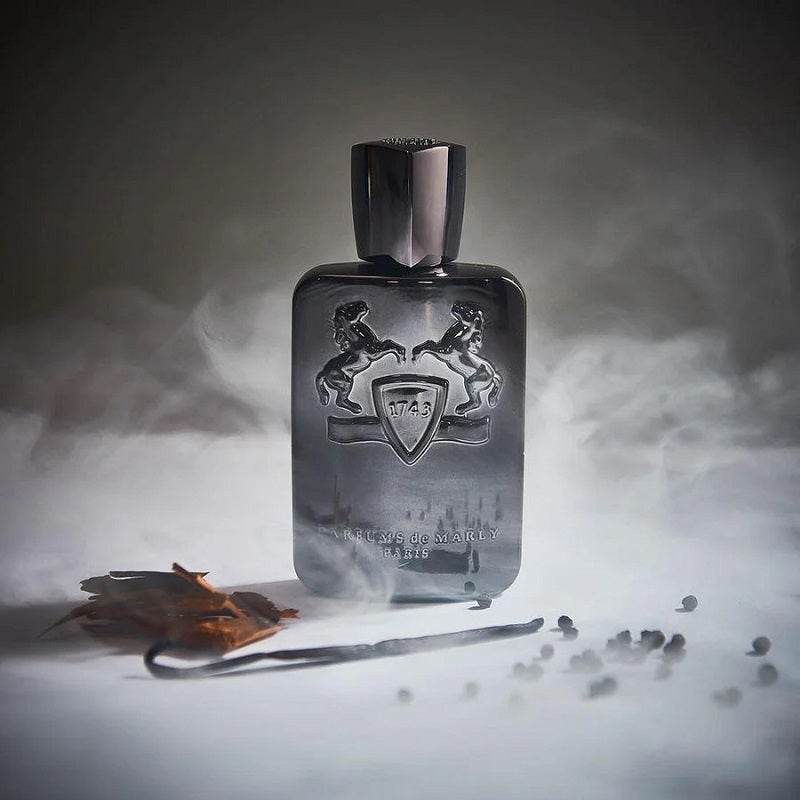 Lifestyle Image: Herod Royal Essence 125 ml Eau de Parfum by Parfums de Marly – captured in a warm, intimate setting evoking confidence, comfort, and classic French elegance.
