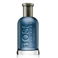 Blue Hugo Boss Infinite perfume bottle on a white background