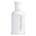 Hugo Boss Unlimited white perfume bottle on a white background