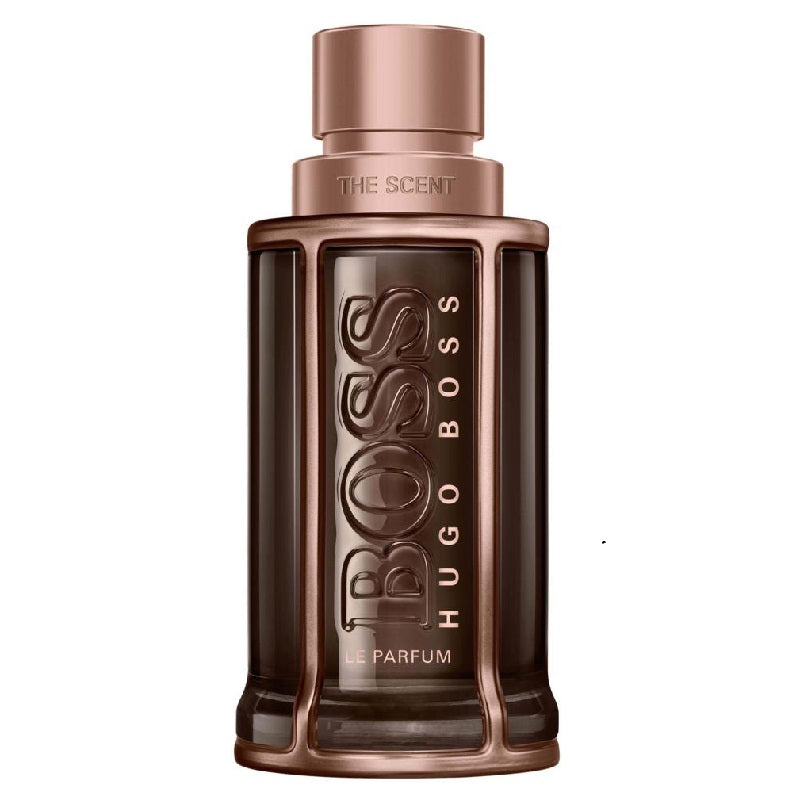 Hugo Boss perfume bottle on a white background