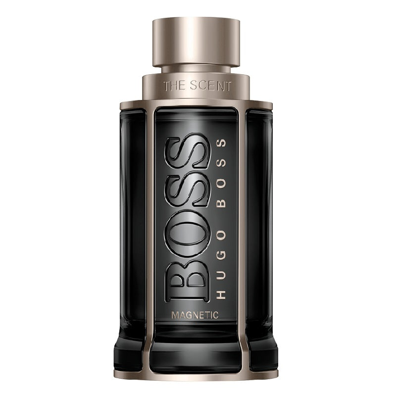 Hugo Boss perfume bottle on a white background