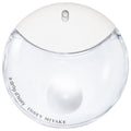 A white, round perfume bottle with a clear lower section, displaying the product name 'A Drop d'Issey' and the brand name 'Issey Miyake'.