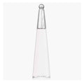 A tall, slender bottle of Disney Eau de Parfum with a silver metallic cap and a pale pink liquid inside a clear glass bottle, set against a light gray background.