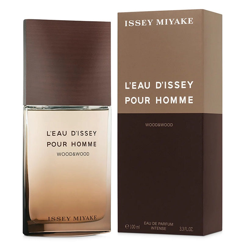 Issey Miyake L'Eau D'Issey Pour Homme Wood & Wood perfume bottle and packaging on a white background