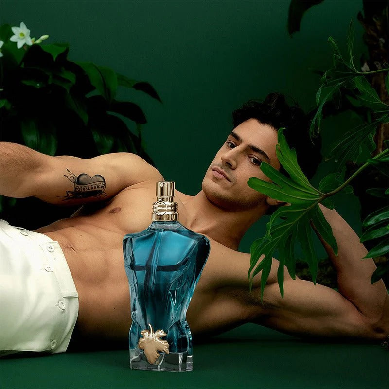 Jean Paul Gaultier Le Beau Eau de Toilette inspired by tropical freshness, seductive confidence and modern masculine elegance.