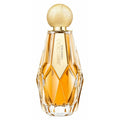 Perfume bottle with gold cap on a white background