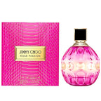 Pink Jimmy Choo Rose Passion perfume bottle and packaging on a white background