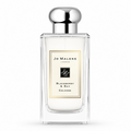 A clear glass bottle of Jo Malone London Blackberry & Bay Cologne with a silver cap and a cream-colored label with gold borders, set against a plain white background.