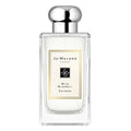 Jo Malone London Wild Bluebell Cologne in a clear glass bottle with a silver cap and a cream-colored label with gold borders.