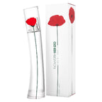 Kenzo Flower by Kenzo perfume bottle and packaging with red flower design on a white background