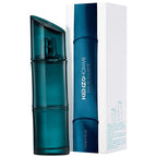 Kenzo Homme 110ml Eau de Toilette bottle beside its white presentation box with a deep teal bamboo design and matching branding, against a white background.