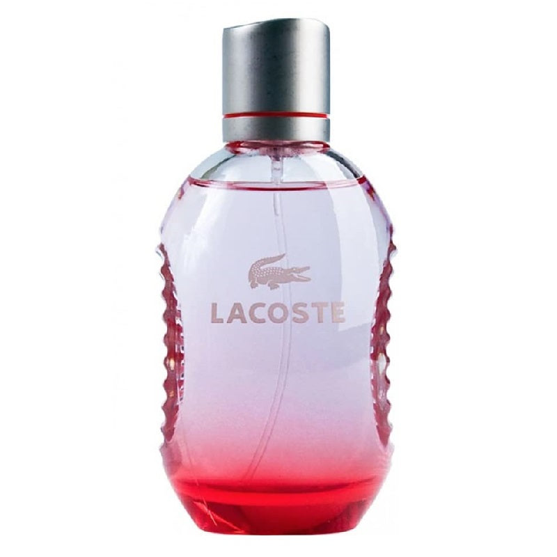 Lacoste perfume bottle with gradient design on a white background