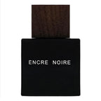 Black Encre Noire perfume bottle with wooden cap on a white background