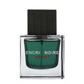 A bottle of Lalique Encre Noir Sport eau de toilette with a dark cap and a clear, green-tinted liquid visible inside the bottle.