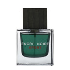 A bottle of Lalique Encre Noir Sport eau de toilette with a dark cap and a clear, green-tinted liquid visible inside the bottle.