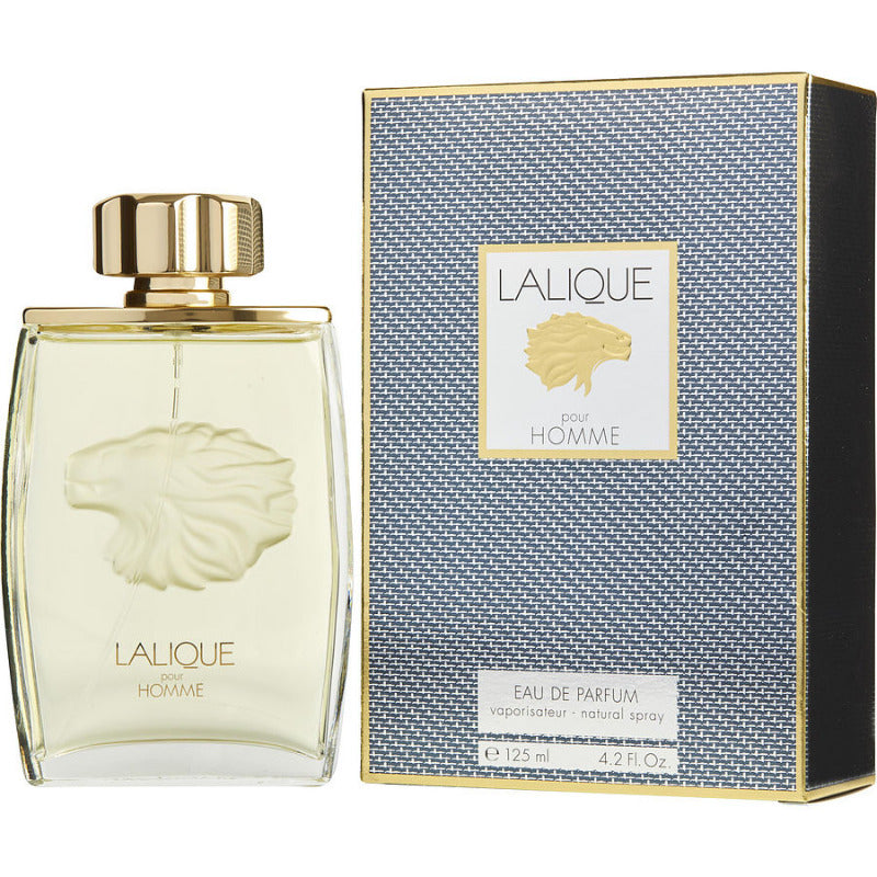 Lalique perfume bottle and packaging on a white background