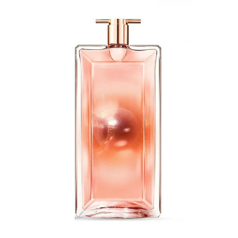 Perfume bottle with a gradient design on a white background