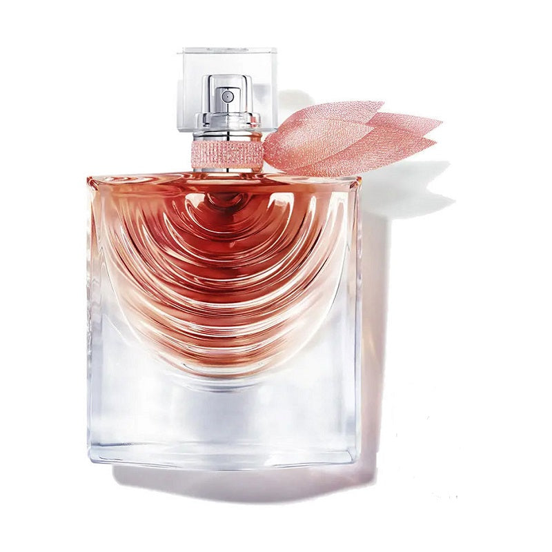 Perfume bottle with a floral design on a white background