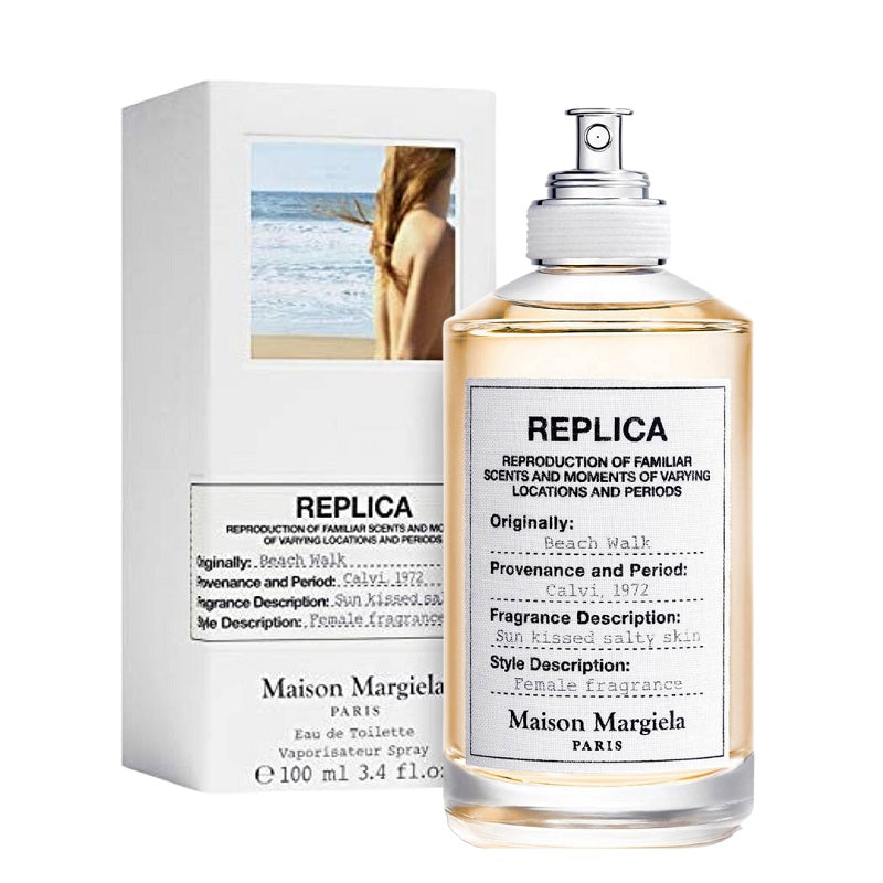 Replica Beach Walk Eau de Toilette fragrance bottle and packaging by Maison Margiela