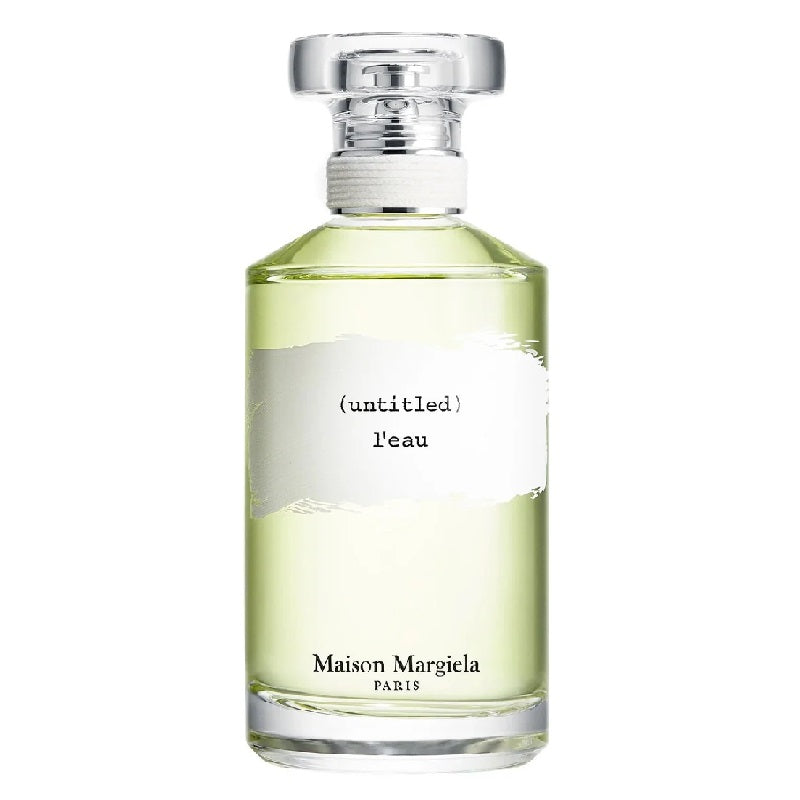 Maison Margiela perfume bottle labeled 'untitled l'eau' on a white background
