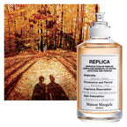 Maison Margiela Autumn Vibes 100ml Eau de Toilette lifestyle image inspired by a golden autumn forest, crisp woodland air, colourful leaves and peaceful countryside walks.