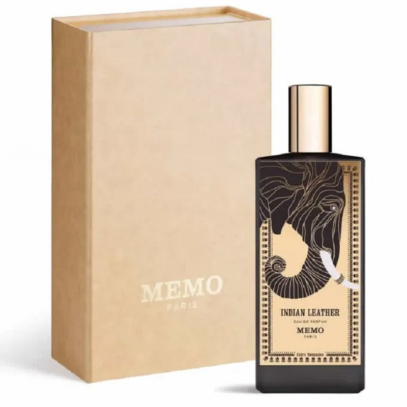 Memo Paris Indian Leather perfume bottle with packaging on a white background