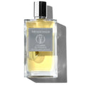 A rectangular glass bottle of L'Envers du Paradis perfume by Mizensir, with a clear yellow liquid visible inside and a black cap. The label features the brand name and the product name in elegant typography.